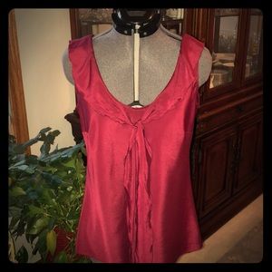 Maroon ruffled blouse